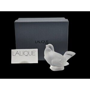 Lalique Paris Clear Crystal Bird Figurine Mocking Sparrow Head Up 1160600 Signed